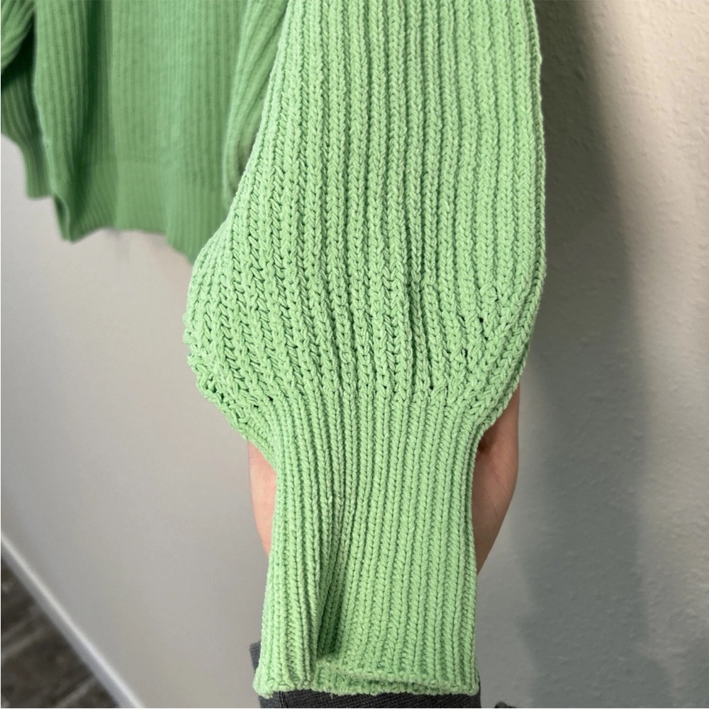 Aerie Crewneck Ribbed Tight Knit Sweater Fresh Green Women’s XS Oversized - Picture 5 of 11